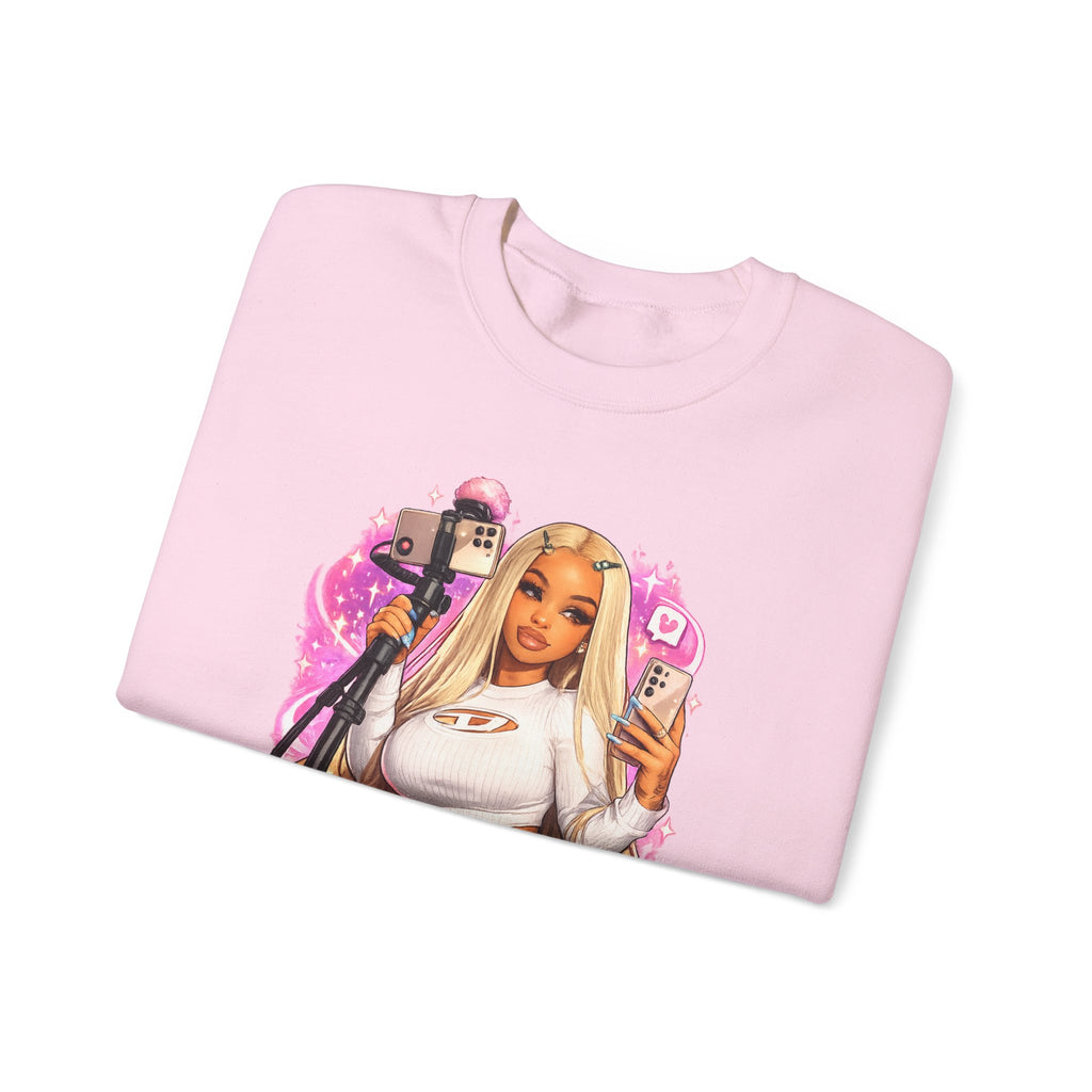 Stream Doll Crewneck Sweatshirt — Gamer Girl Streaming Graphic Sweatshirt
