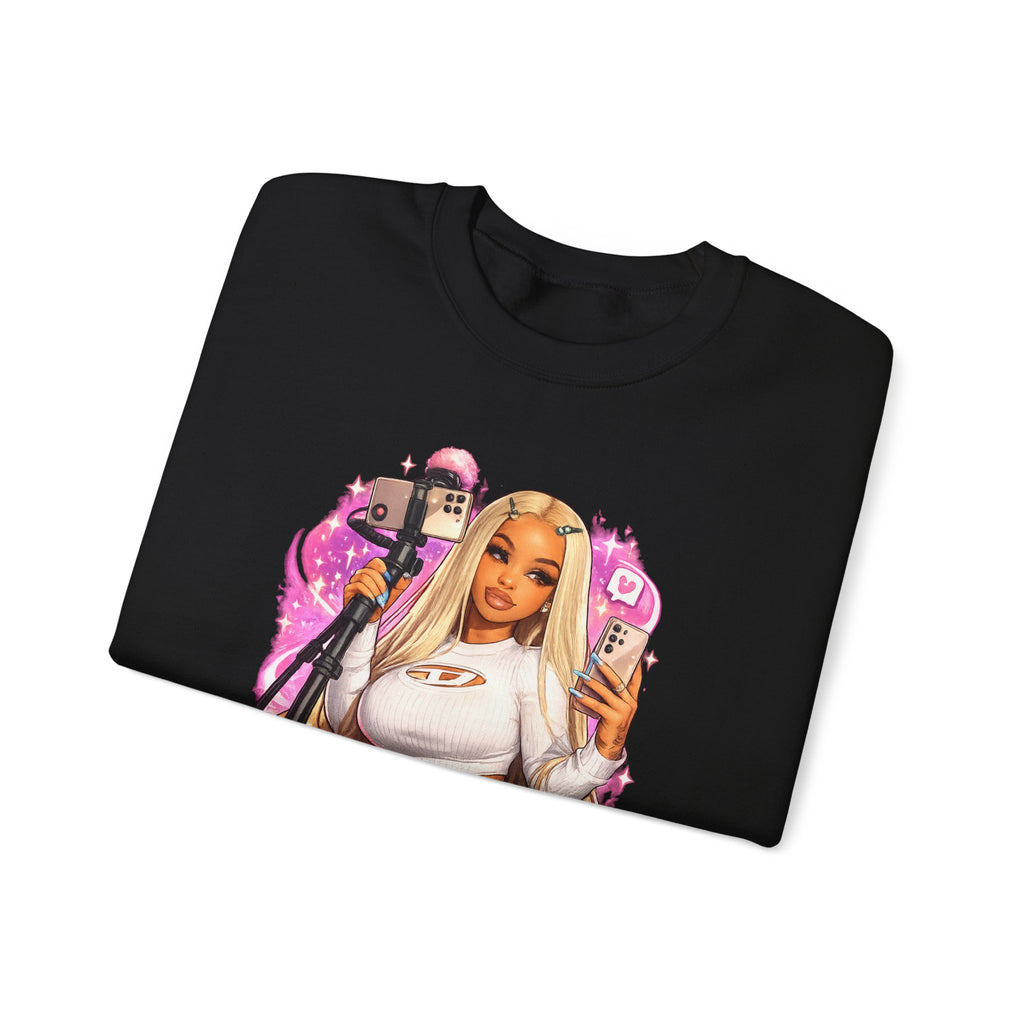 Stream Doll Crewneck Sweatshirt — Gamer Girl Streaming Graphic Sweatshirt