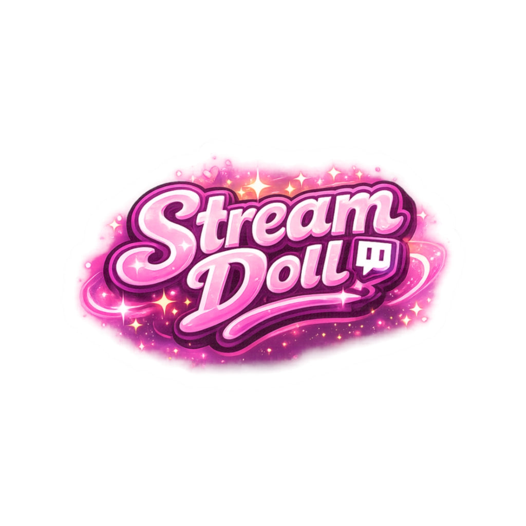 Stream Doll Kiss-Cut Sticker — Pink Sparkle Twitch Logo Sticker