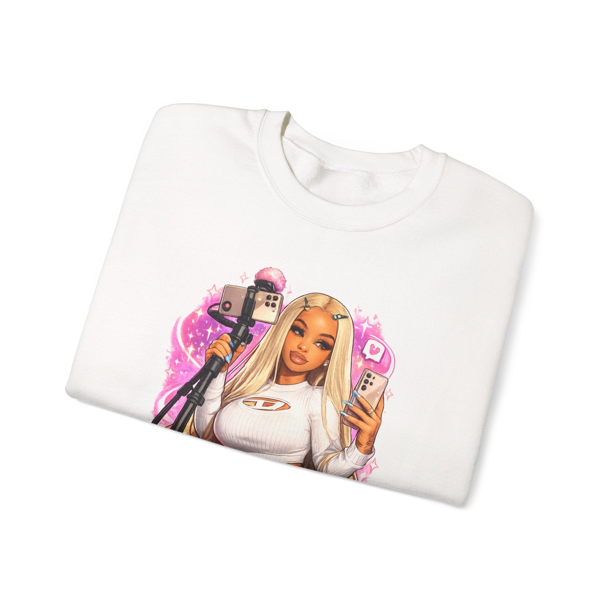 Stream Doll Crewneck Sweatshirt — Gamer Girl Streaming Graphic Sweatshirt