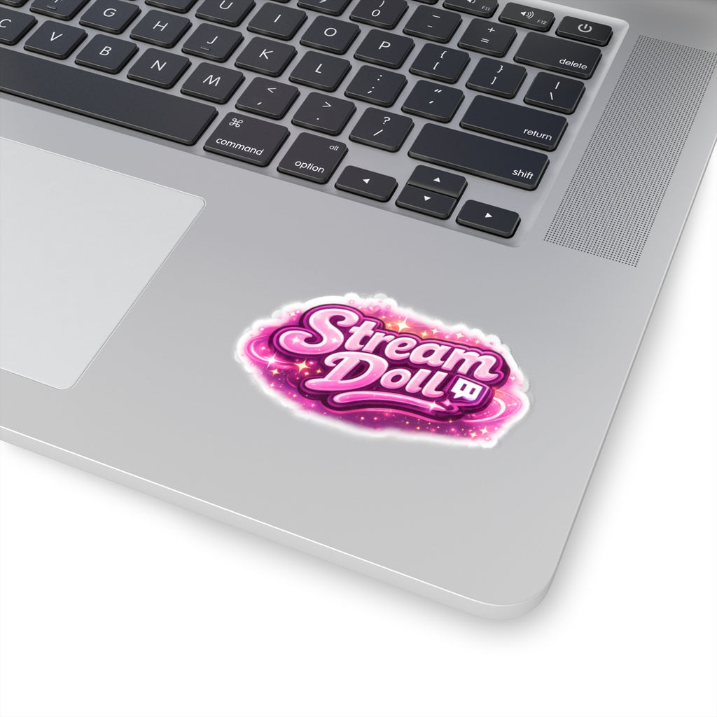 Stream Doll Kiss-Cut Sticker — Pink Sparkle Twitch Logo Sticker