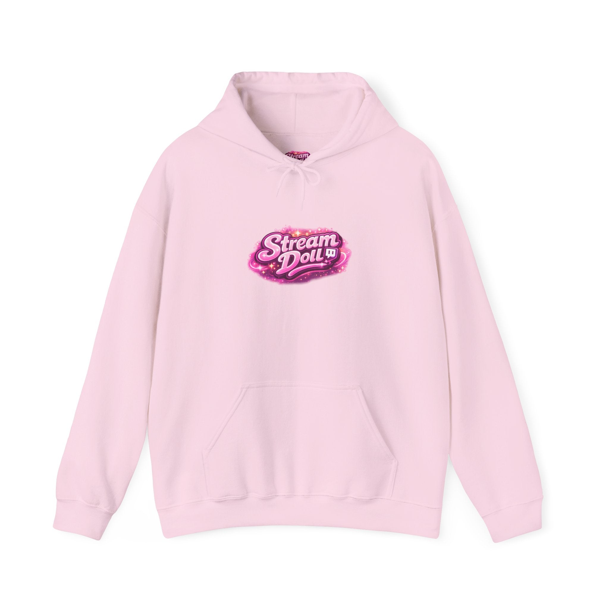 Stream Doll Hoodie — Pink Retro Logo Pullover